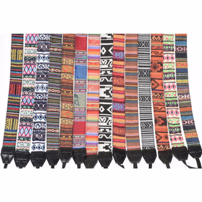 TS-MU Retro Style Double Cotton Yard Colorful Pattern Camera Shoulder Neck Sling Hand Strap Belt
