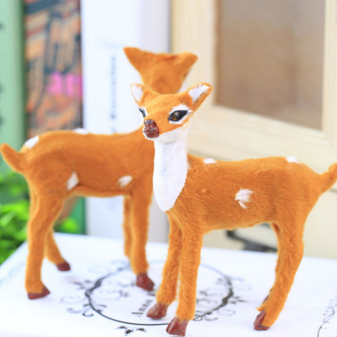 2pcs Mini Artificial Deer Studio Photo Office Wedding Party Shoot Props Fairy Garden Home Decoration Gadget Ornament Deer
